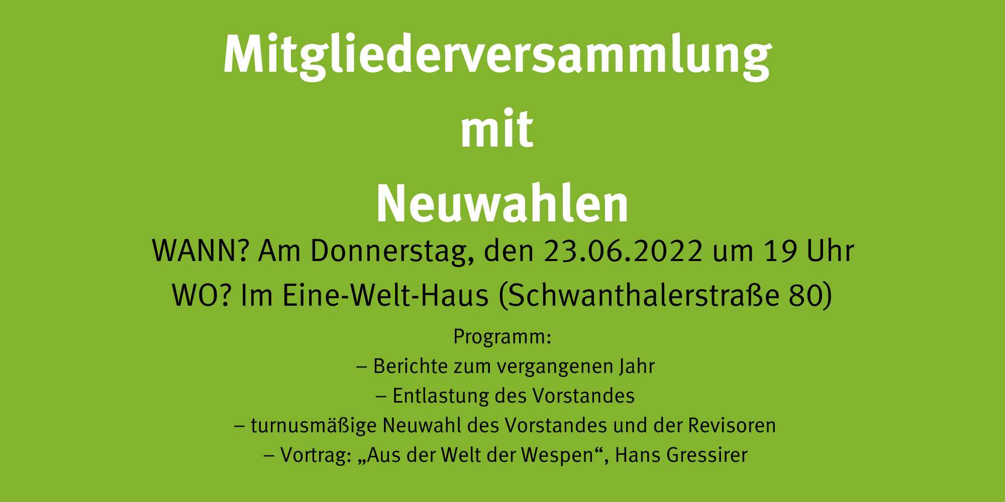 Jahres-Mitgliederversammlung mit Neuwahlen