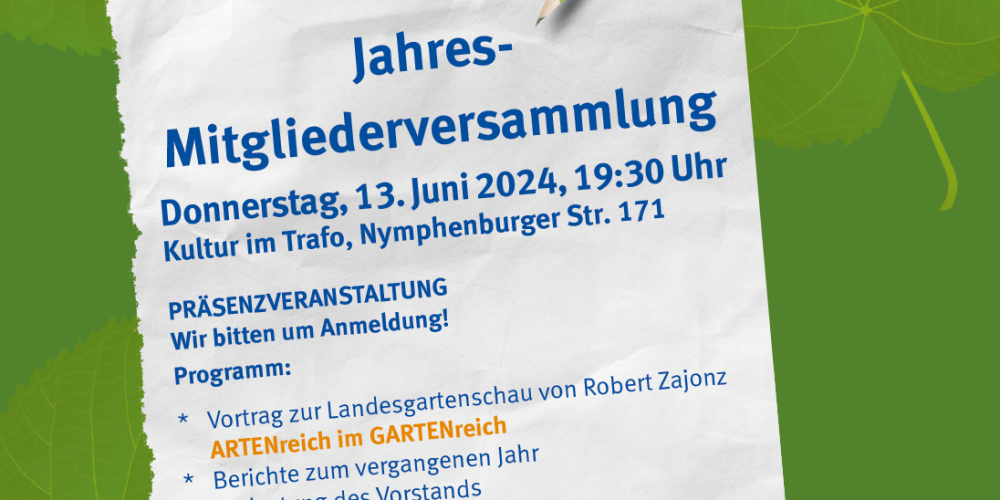 Jahresmitgliederversammlung am 13.6. im Trafo Neuhausen